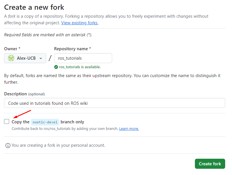 Creating a repository for the forked repo.