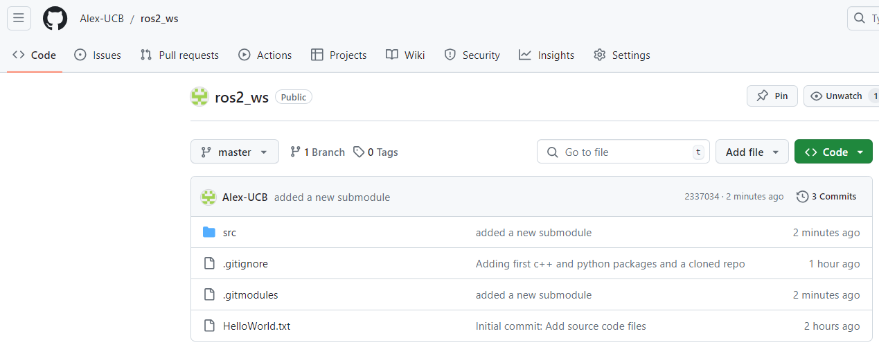 Homepage of the remote repository of the workspace.