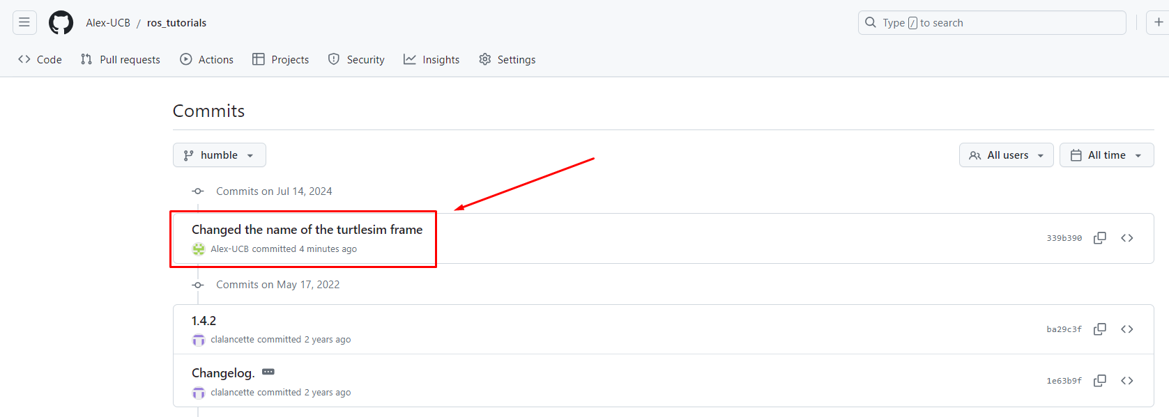 Latest commit in the forked repo.